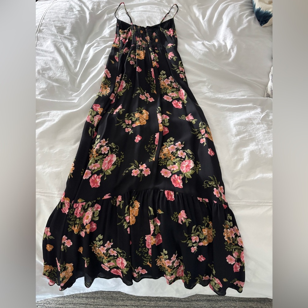 Floral Maxi Dress with Pink and Green Accents